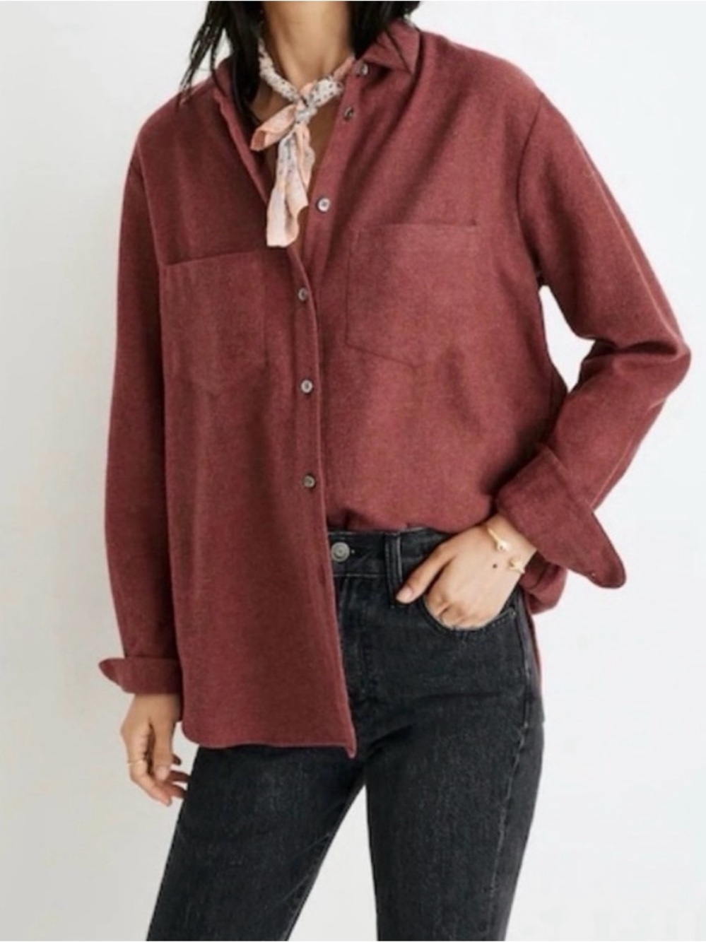 Madewell Burgundy Sunday Cotton Flannel Button Down Large